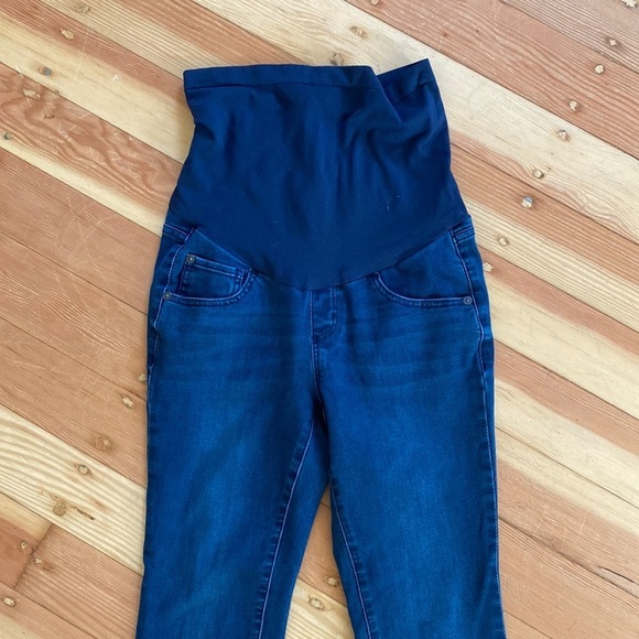 Luxe Essentials Denim LED Pea in The Pod Maternity Dark Wash Skinny Jeans 26 - Picture 2 of 6